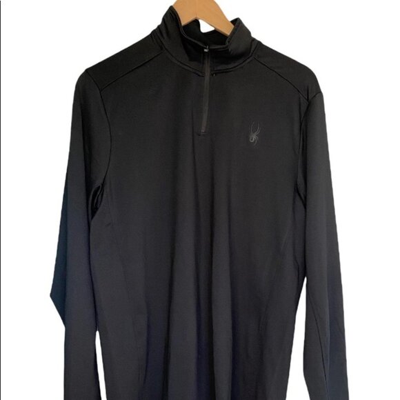 SPYDER Quarter Zip Black Pull Over Sweater, Good condition, Men’s Medium - Picture 1 of 7